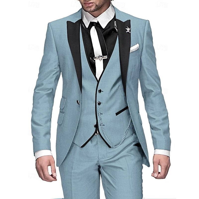 Herren Eleganter Dreiteiliger Blazer mit Kontrastrevers