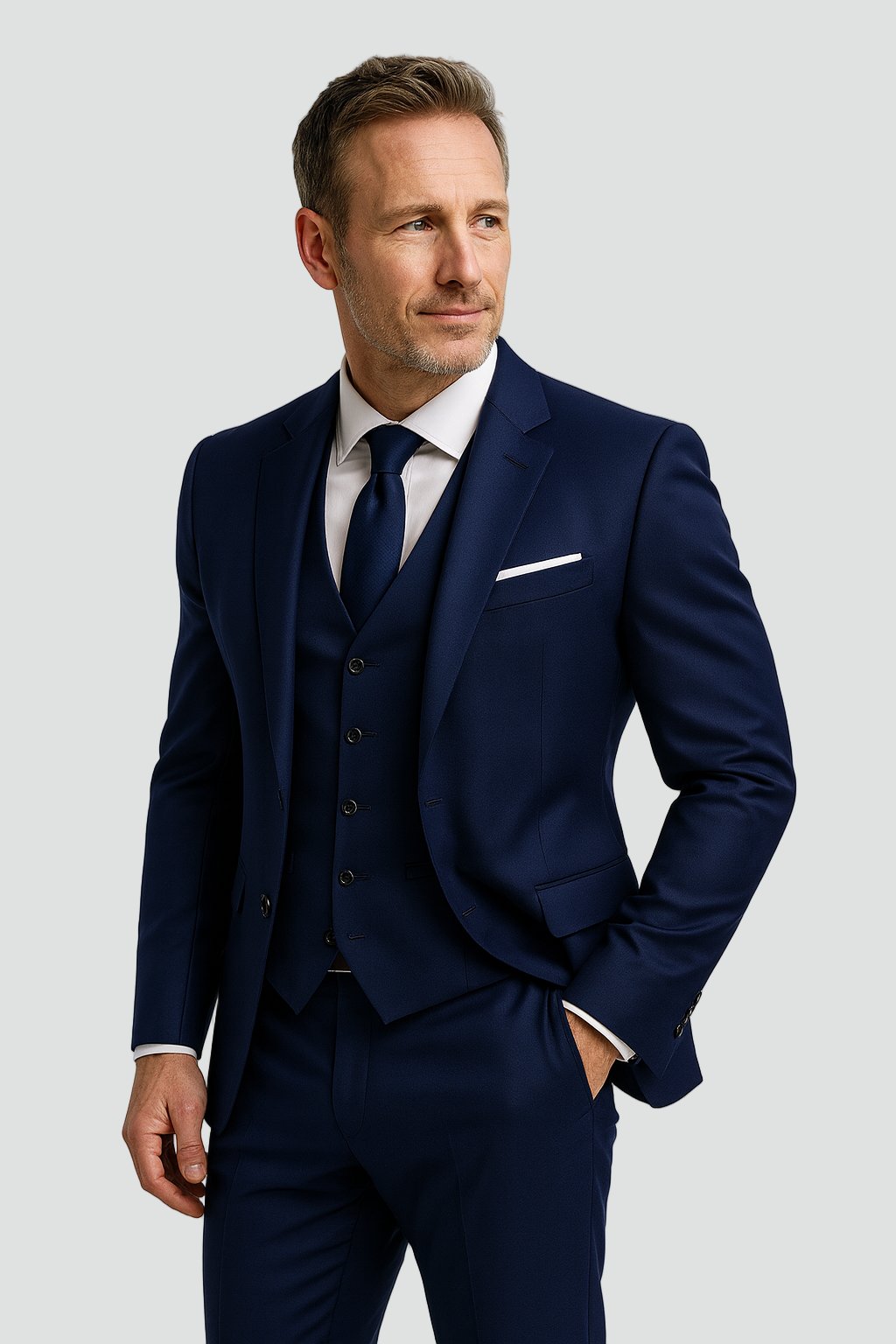 Herren Dreiteiliger Slim-Fit Anzug mit Weste