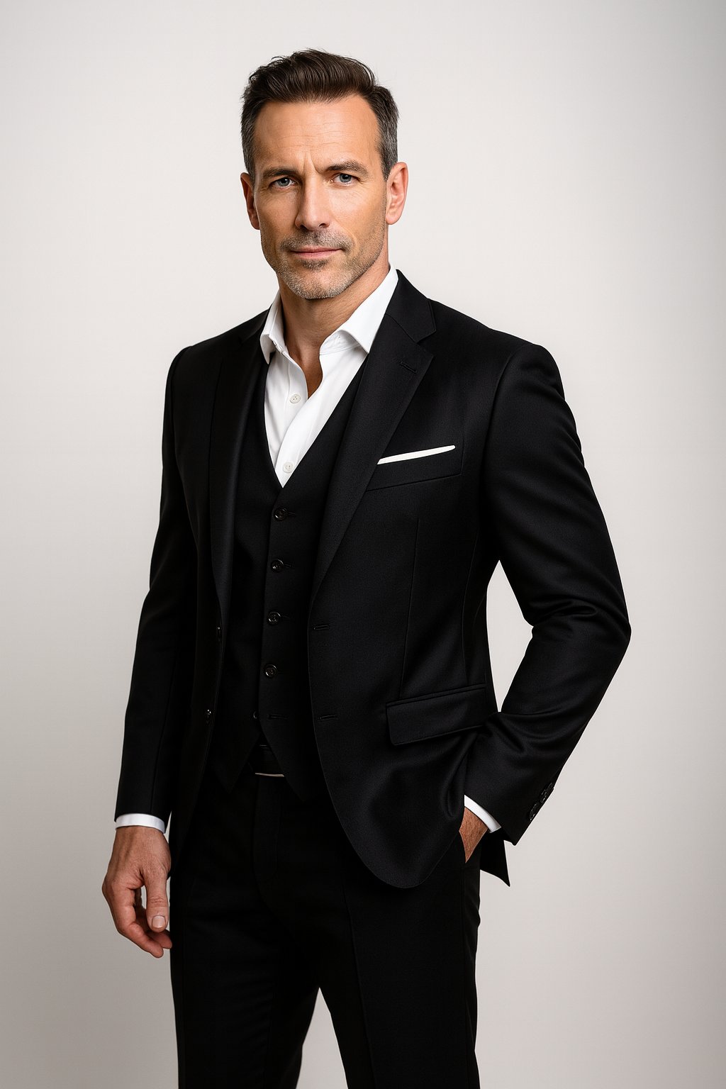 Herren Dreiteiliger Slim-Fit Anzug mit Weste