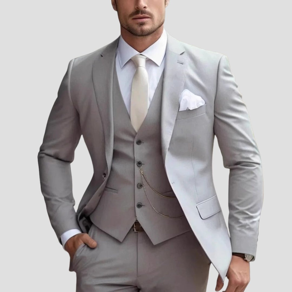 Herren Stilvoller Dreiteiliger Blazer mit Weste
