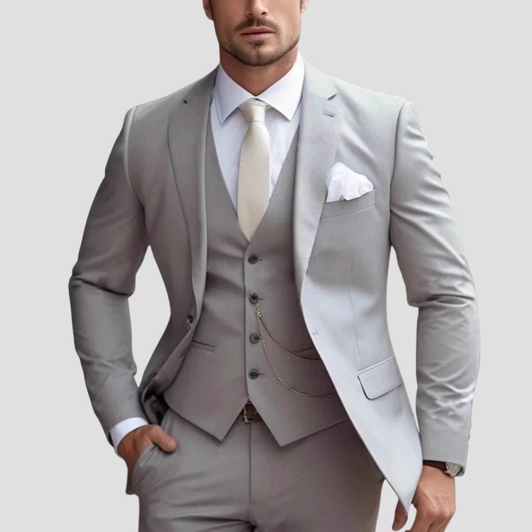 Herren Stilvoller Dreiteiliger Blazer mit Weste