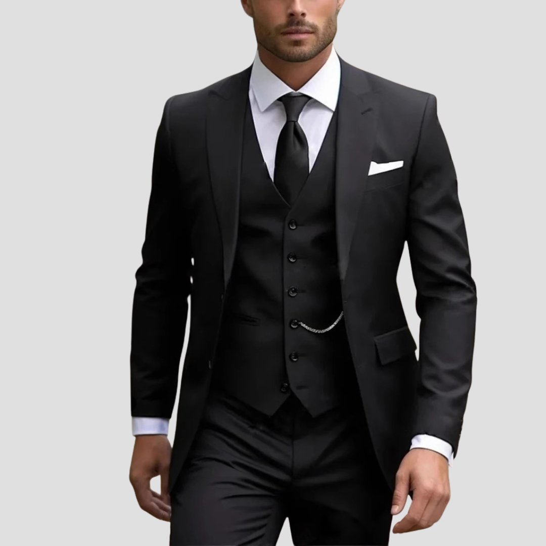 Herren Stilvoller Dreiteiliger Blazer mit Weste
