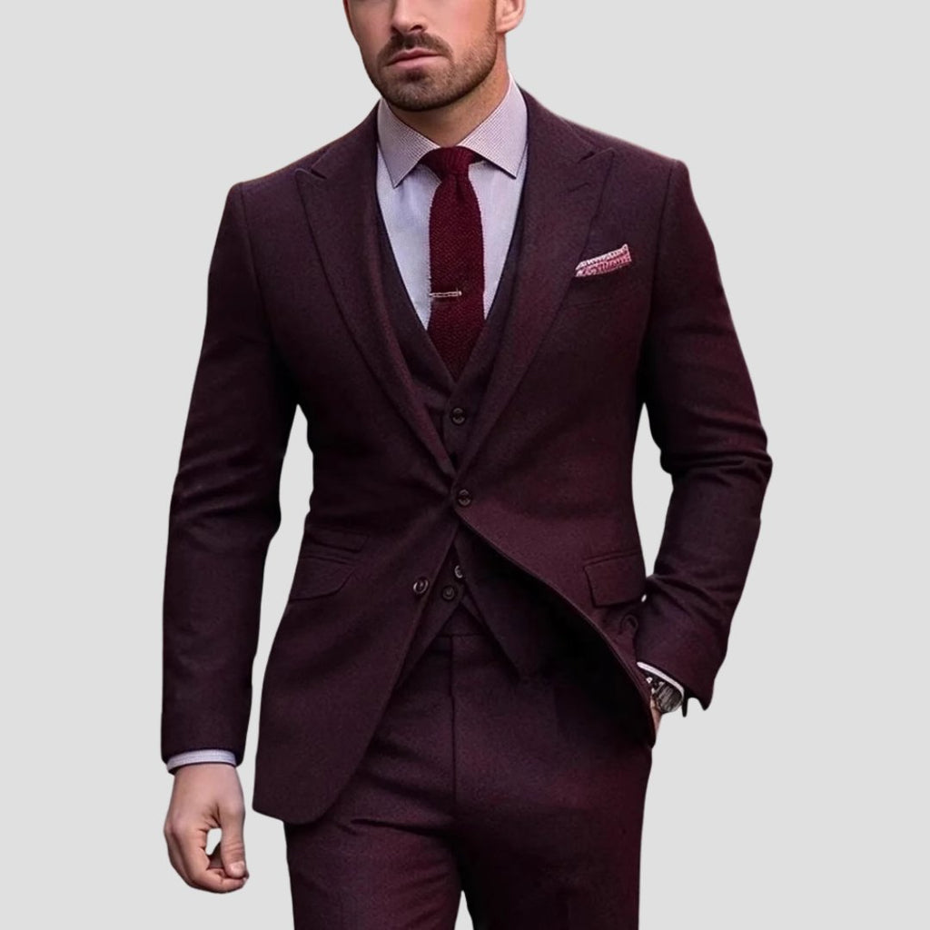 Herren Stilvoller Dreiteiliger Blazer mit Weste