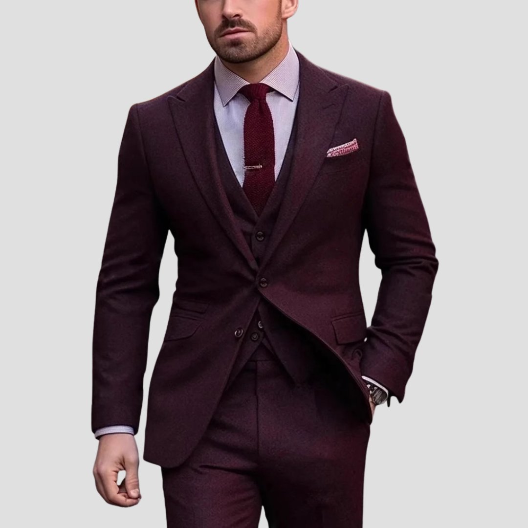 Herren Stilvoller Dreiteiliger Blazer mit Weste