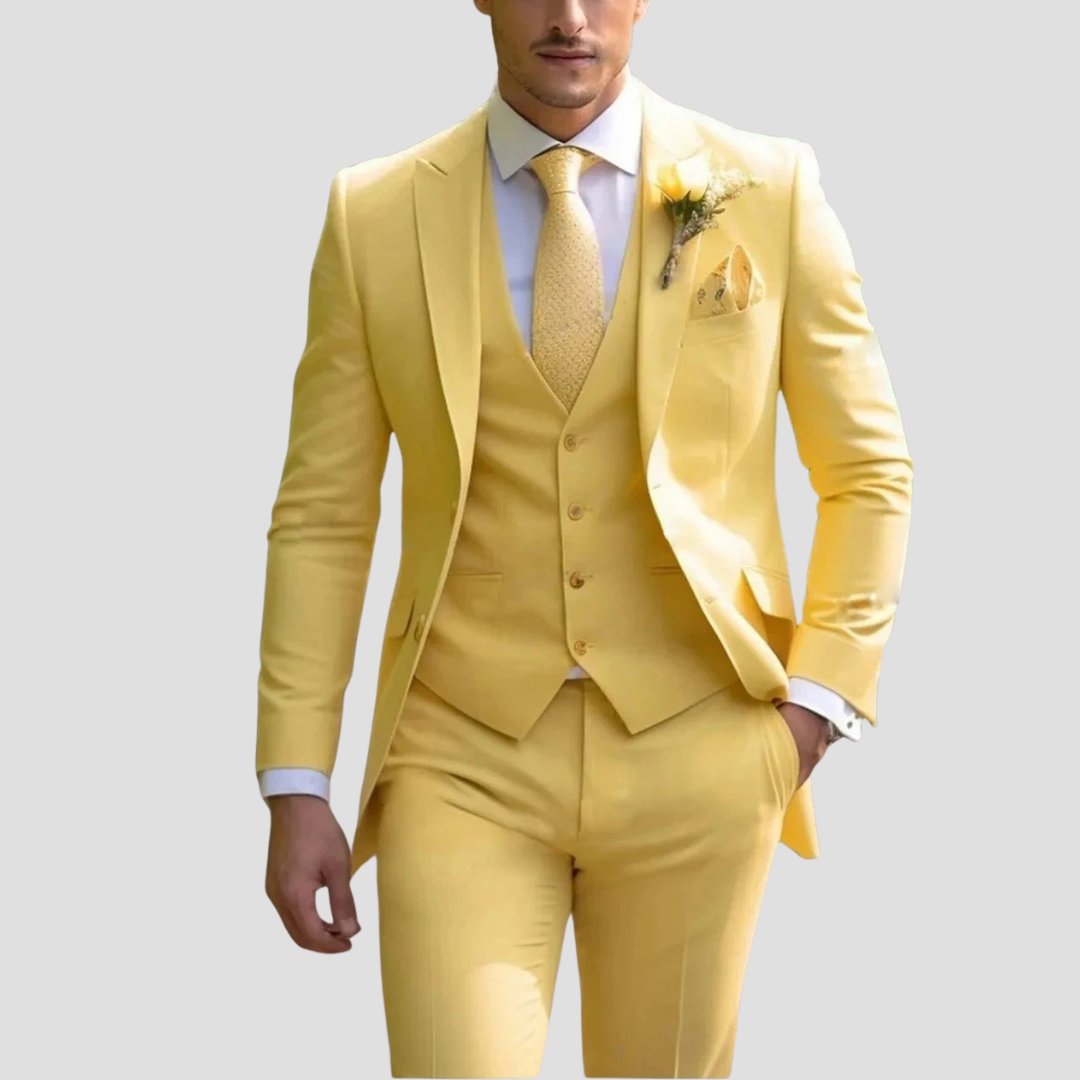 Herren Stilvoller Dreiteiliger Blazer mit Weste