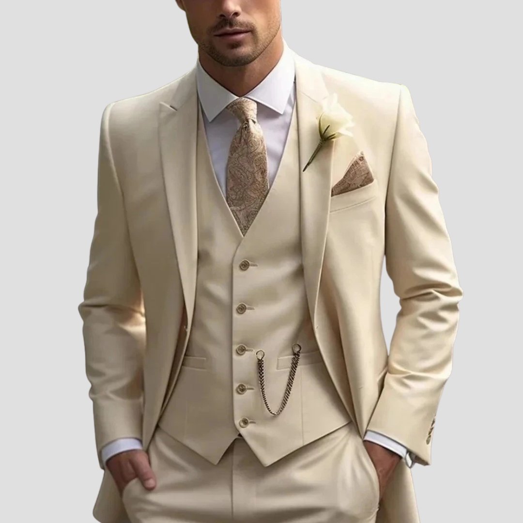 Herren Stilvoller Dreiteiliger Blazer mit Weste