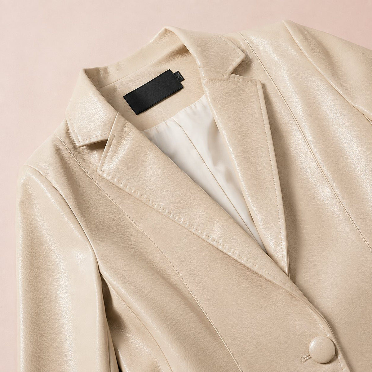 Damen Leder-Blazer mit Einknopf-Verschluss