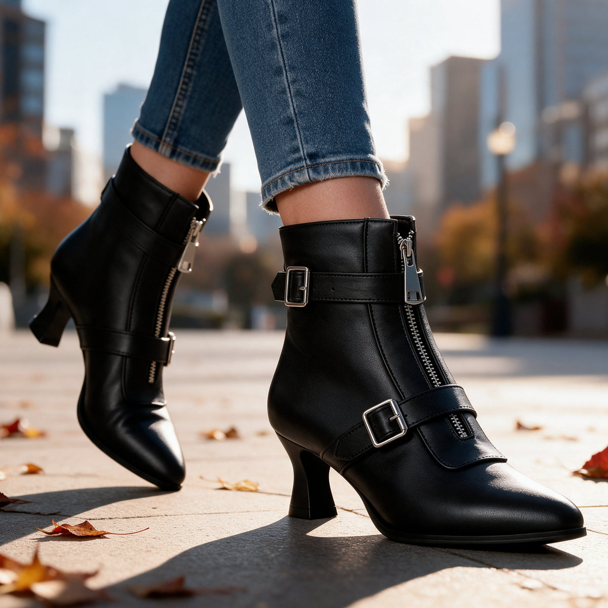 Damen Raffinierte Stiefeletten mit Schnallenriemen
