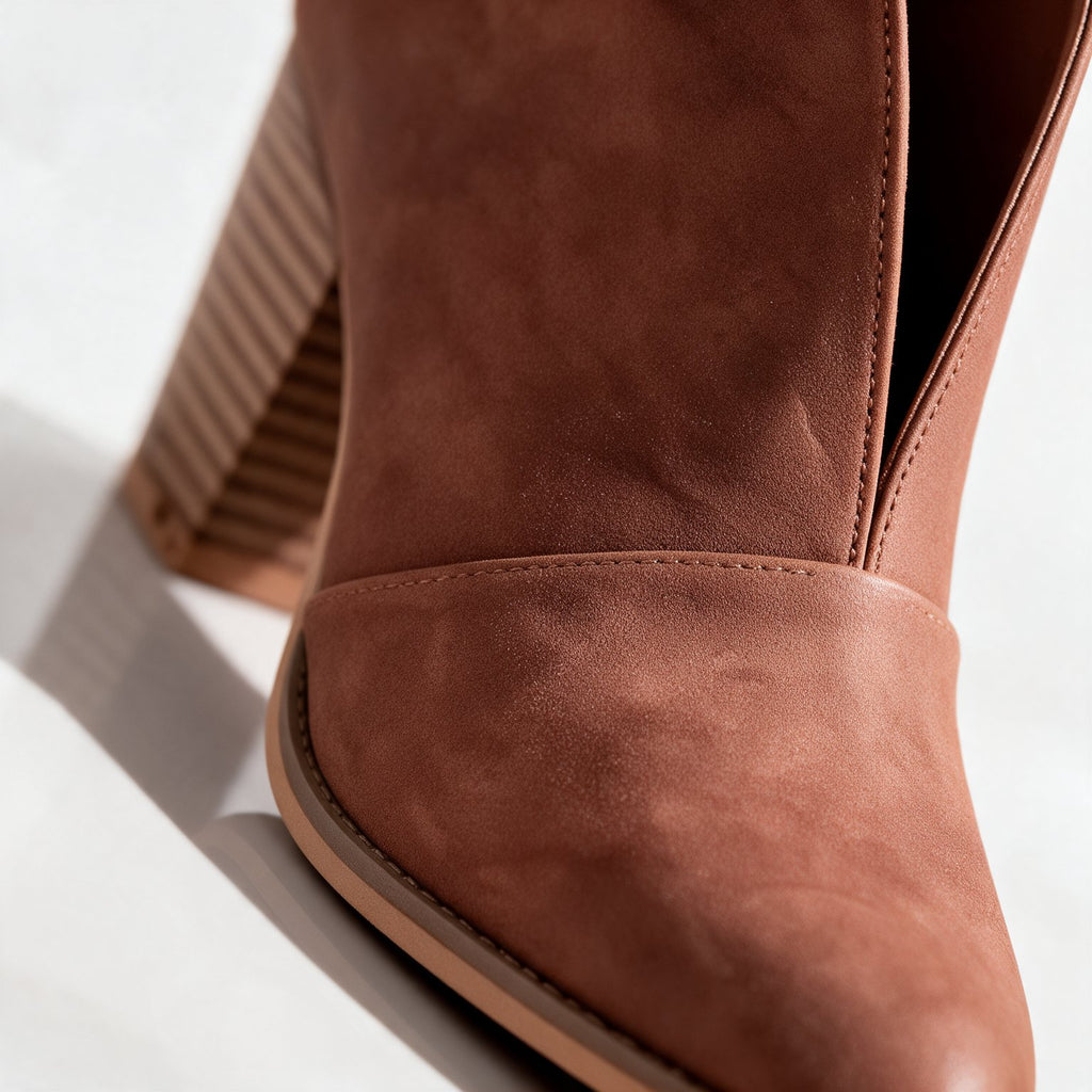 Damen Stiefeletten mit V-Schnitt und Blockabsatz