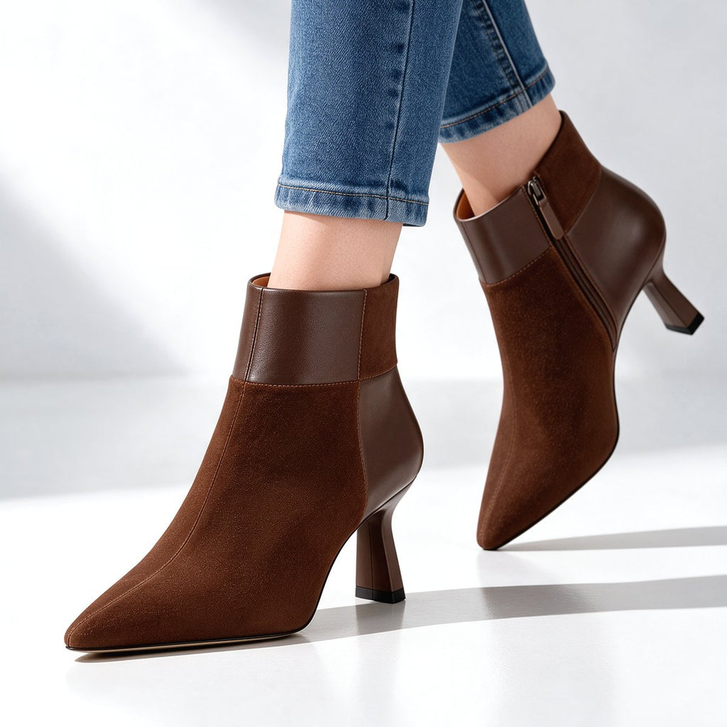 Damen Elegante Stiefeletten im Materialmix