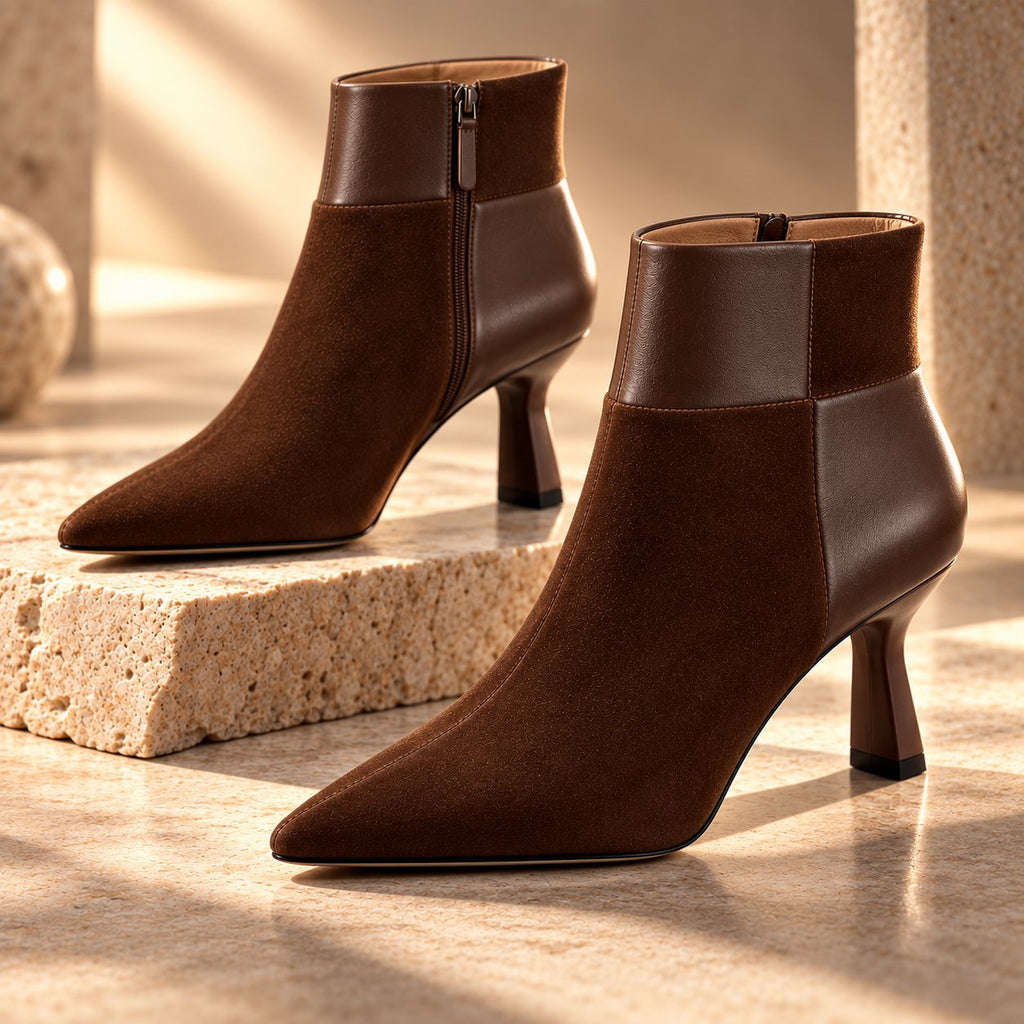 Damen Elegante Stiefeletten im Materialmix
