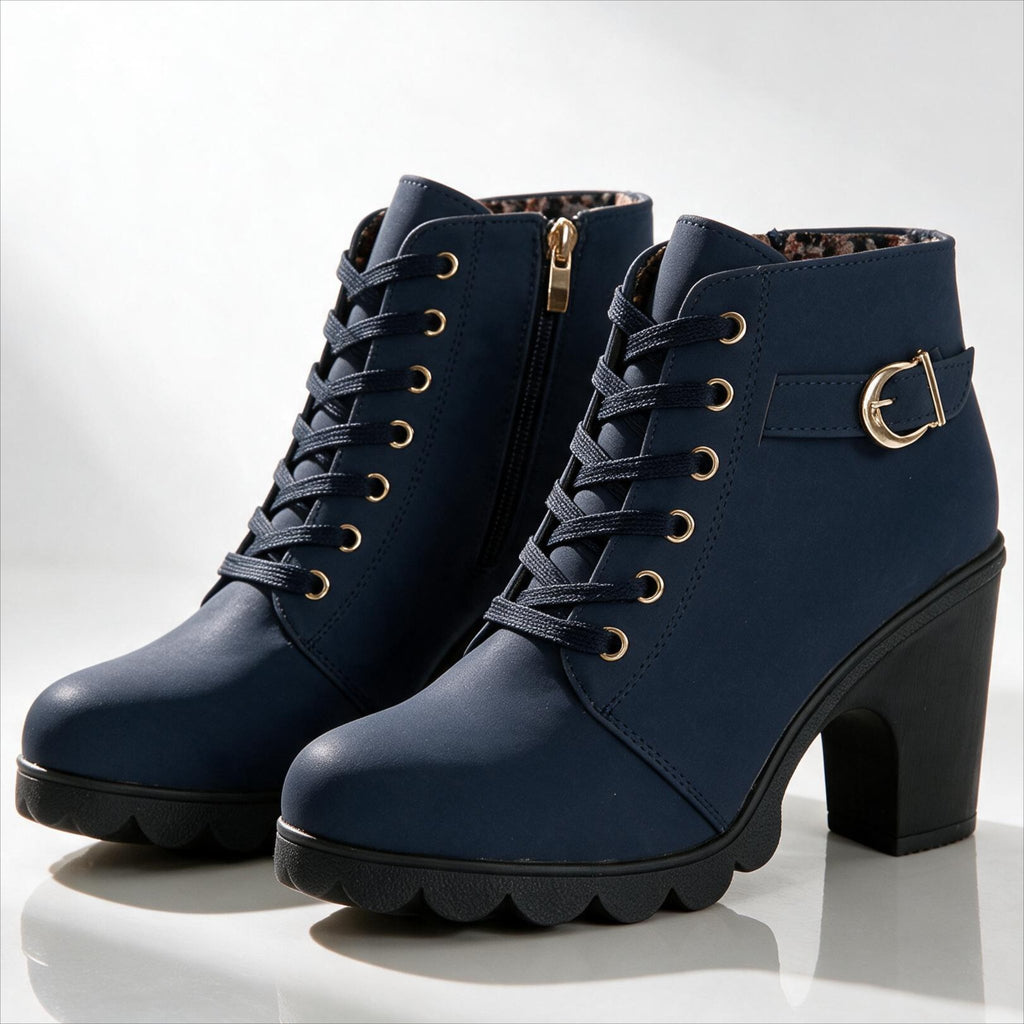 Damen Schnür-Stiefeletten mit Blockabsatz