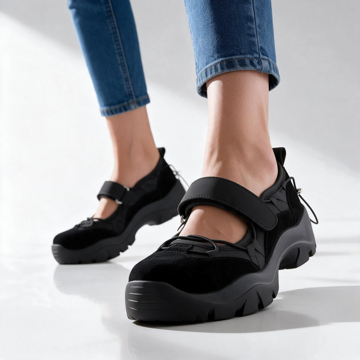 Damen Mary-Jane-Sneaker mit Plateausohle