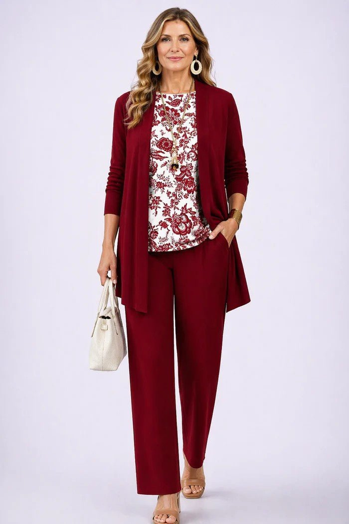 Damen Eleganter Zweiteiler mit Offenem Cardigan