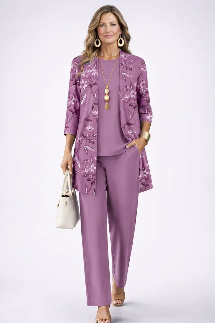 Damen Eleganter Zweiteiler mit Offenem Cardigan