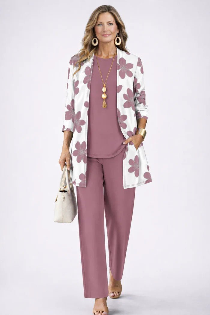 Damen Eleganter Zweiteiler mit Offenem Cardigan