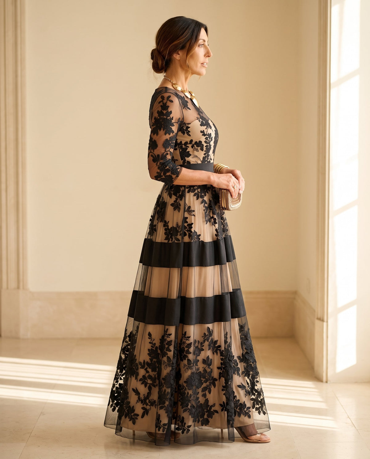 Damen Spitzen-Cocktailkleid mit Blumenmuster