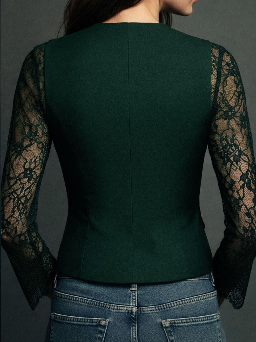 Damen Raffinierter Blazer mit Spitzenärmeln