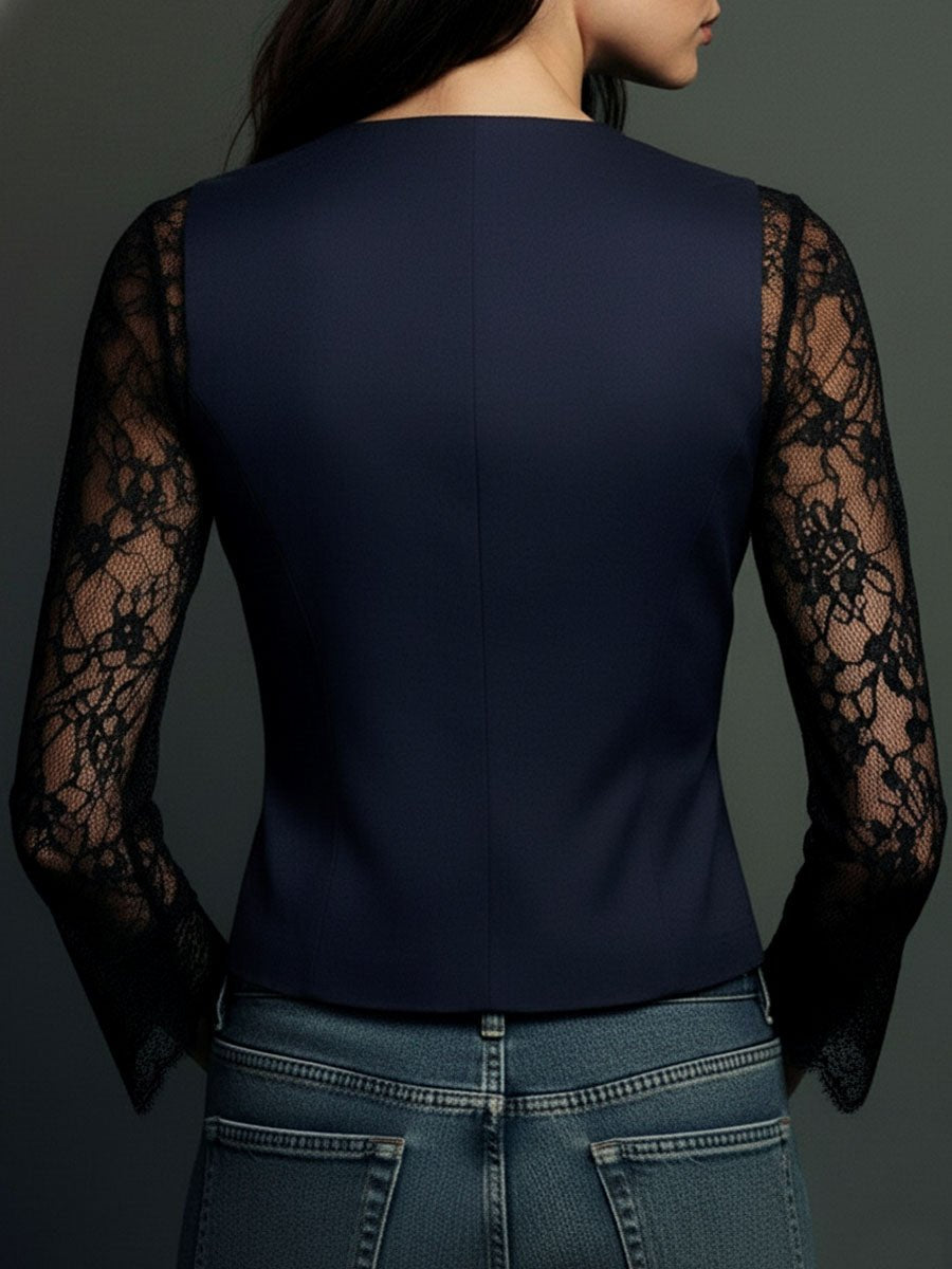 Damen Raffinierter Blazer mit Spitzenärmeln