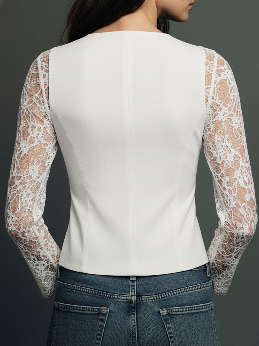 Damen Raffinierter Blazer mit Spitzenärmeln