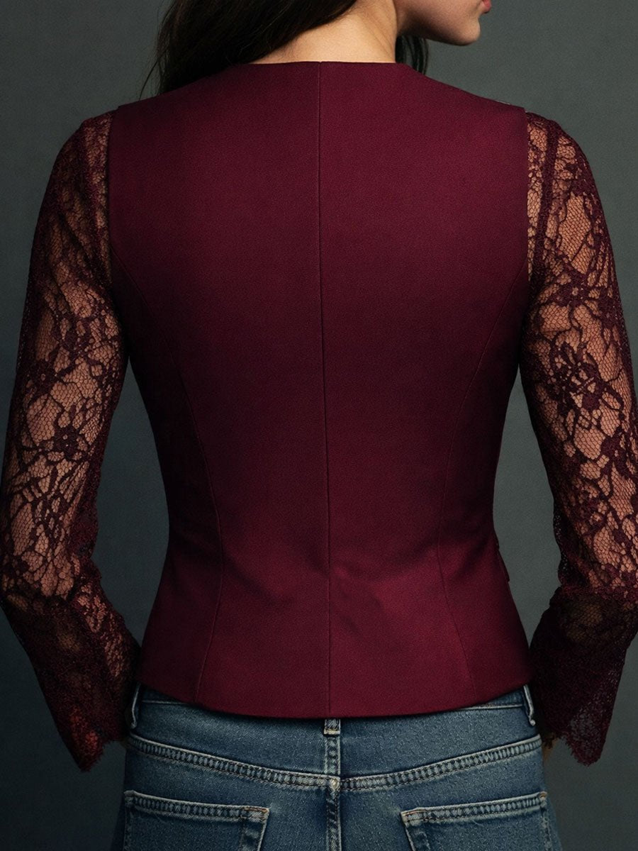 Damen Raffinierter Blazer mit Spitzenärmeln