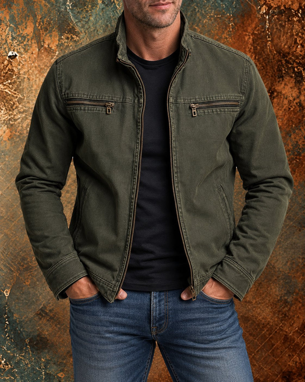 Herren Lässiger Baumwoll-Blouson
