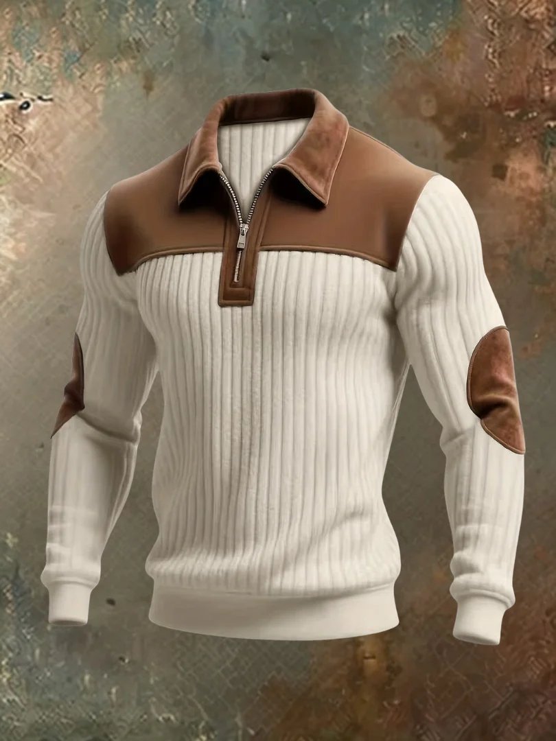 Herren Polopullover mit Wildleder-Optik-Patches