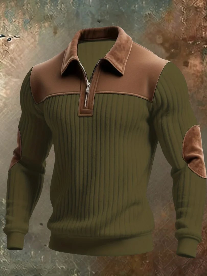 Herren Polopullover mit Wildleder-Optik-Patches