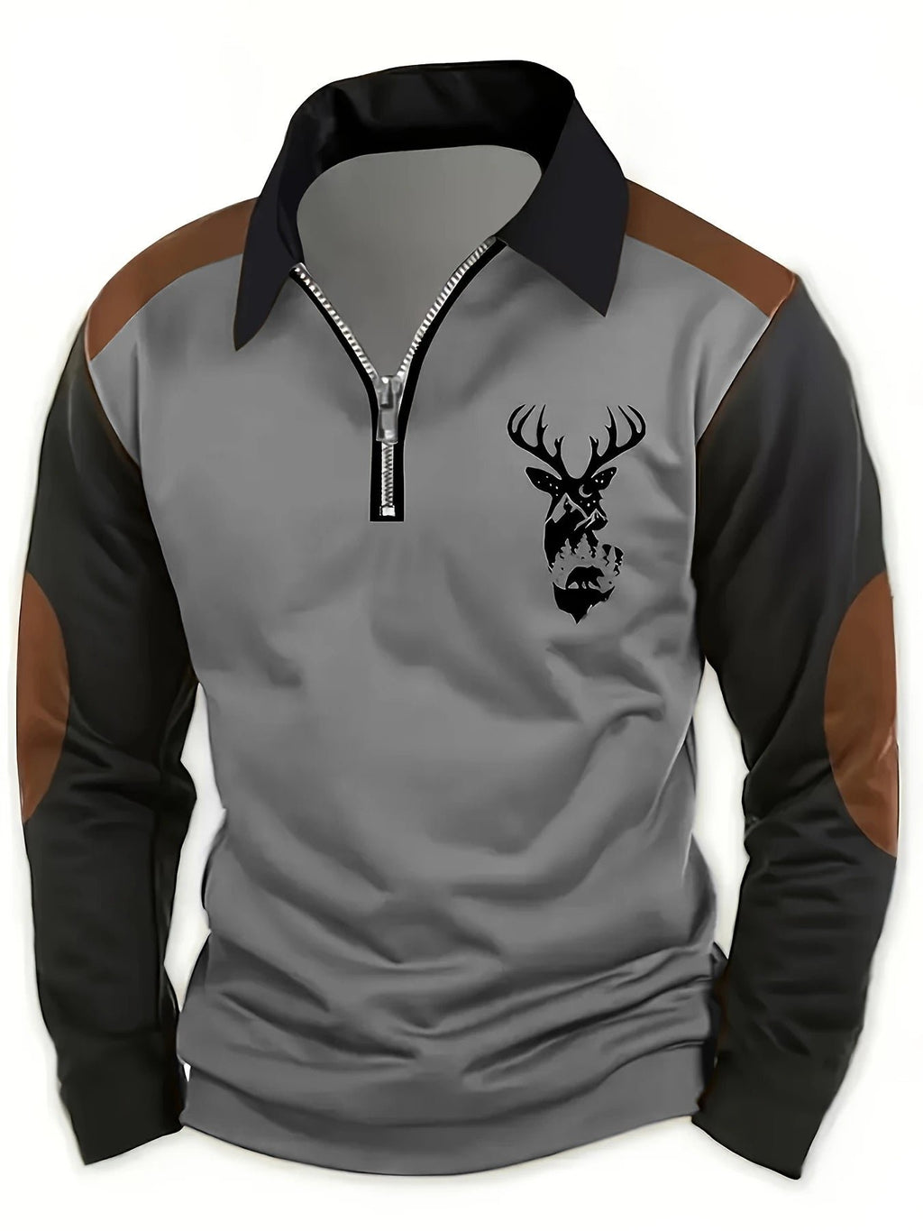 Herren Lässiger Polopullover mit Cord-Patches