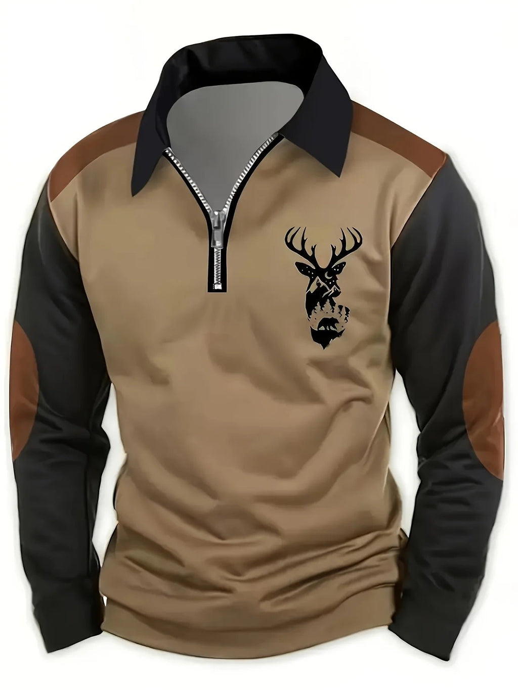 Herren Lässiger Polopullover mit Cord-Patches