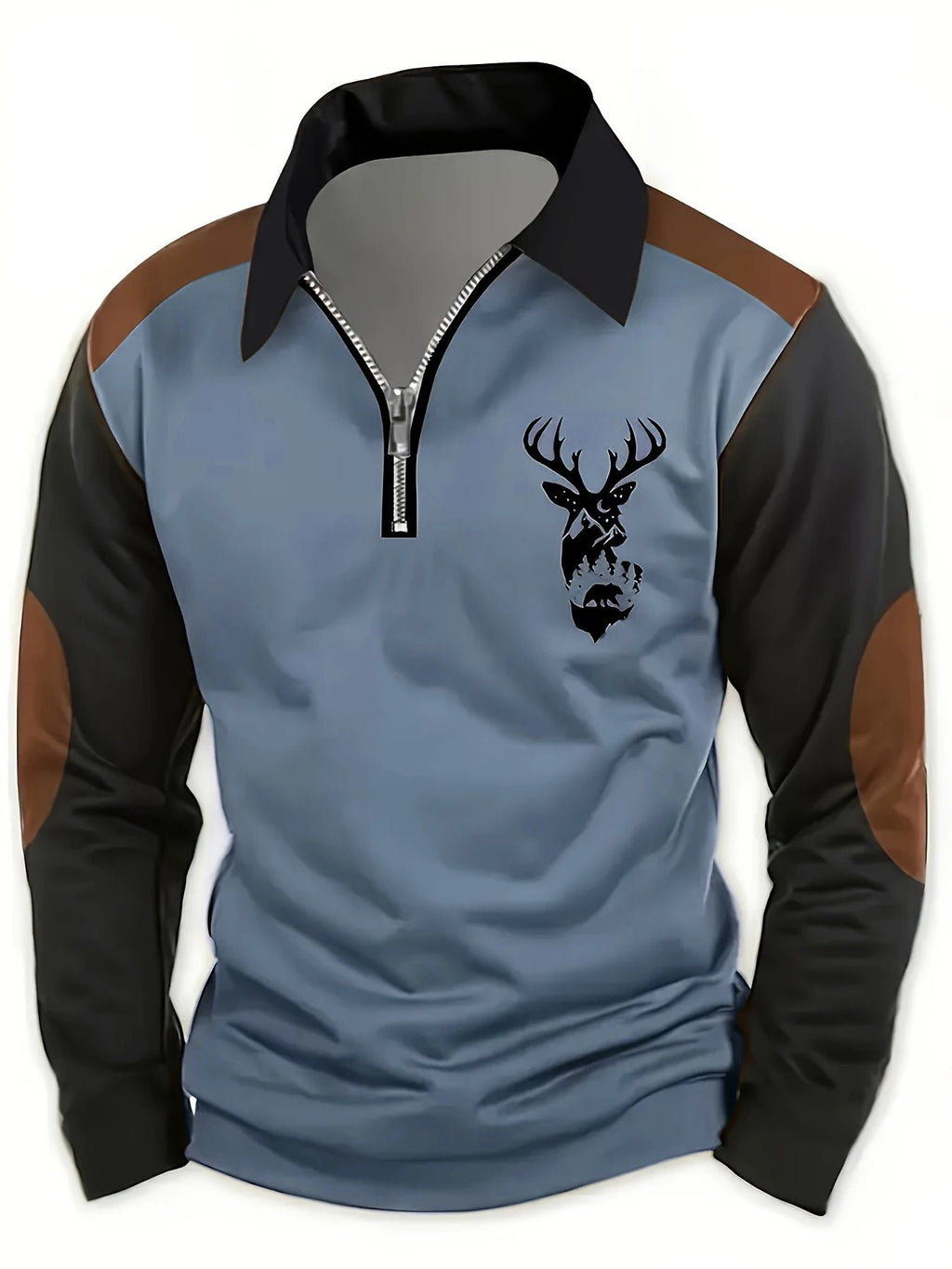 Herren Lässiger Polopullover mit Cord-Patches