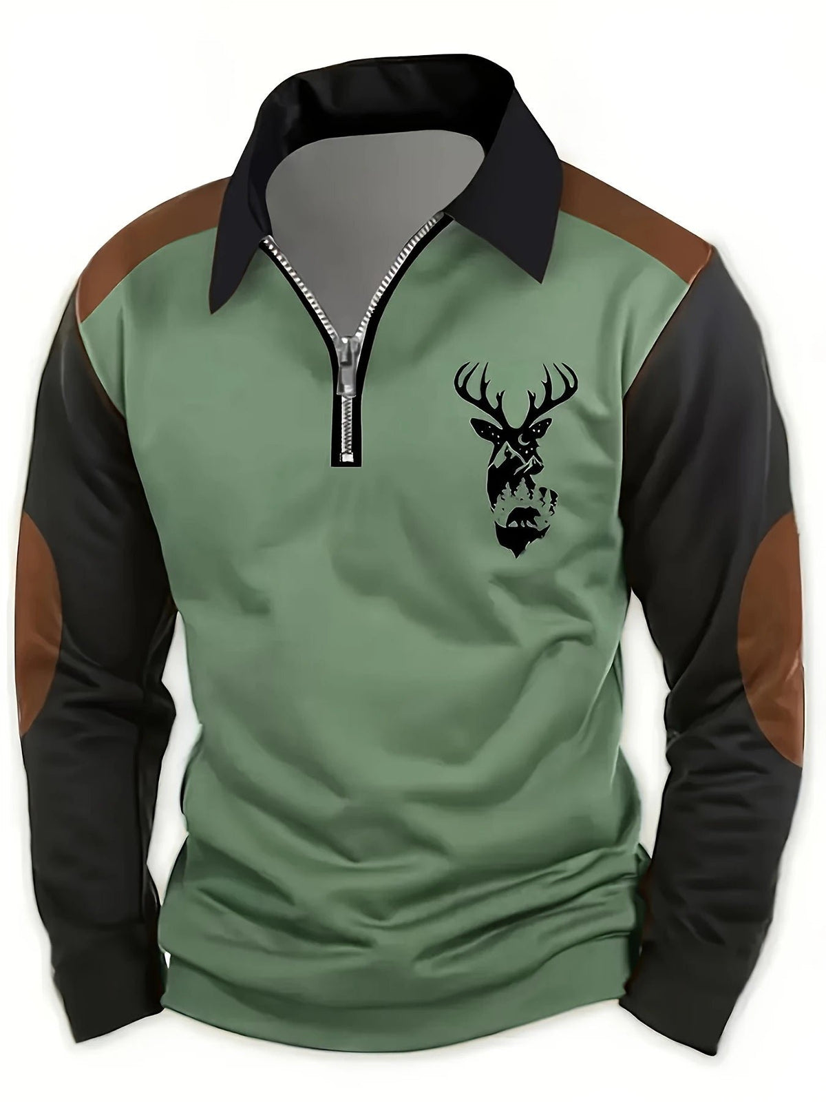 Herren Lässiger Polopullover mit Cord-Patches