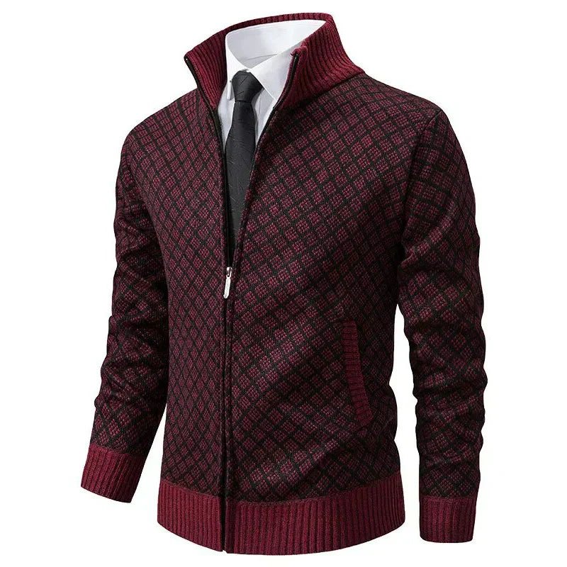 Herren Strickjacke mit Stehkragen