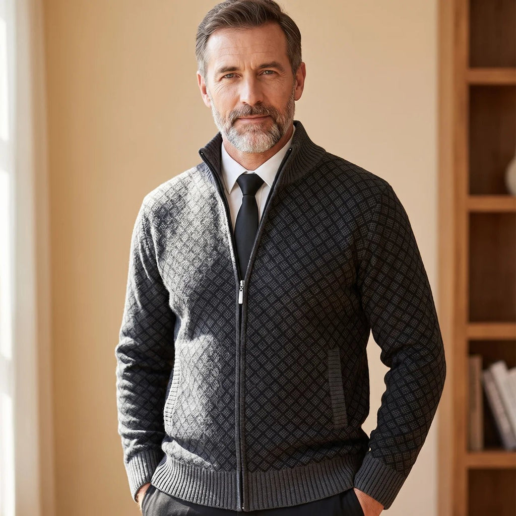 Herren Strickjacke mit Stehkragen