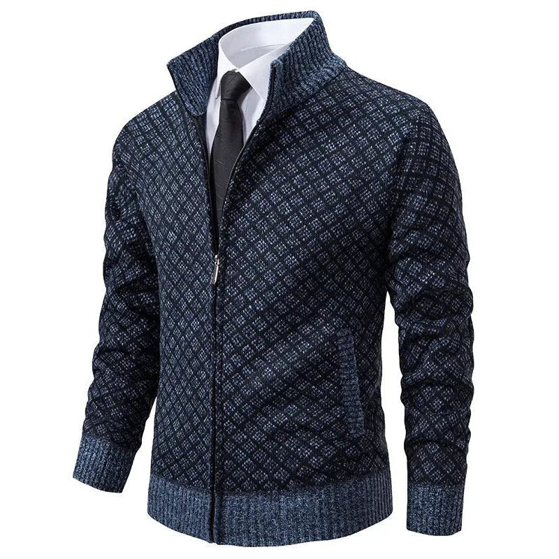 Herren Strickjacke mit Stehkragen