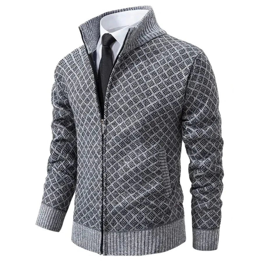 Herren Strickjacke mit Stehkragen
