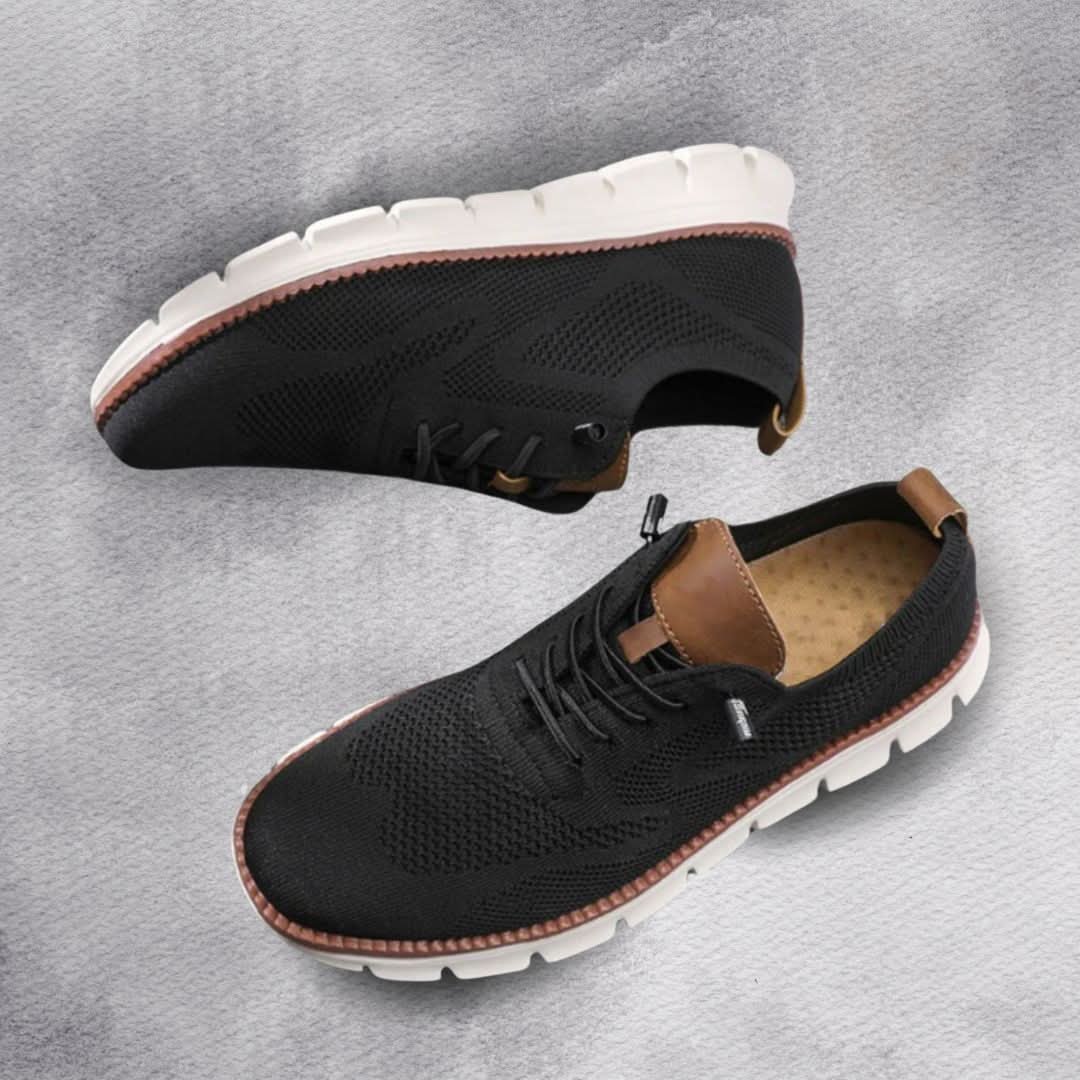 Herren Strick-Sneaker mit Lederoptik-Ferse