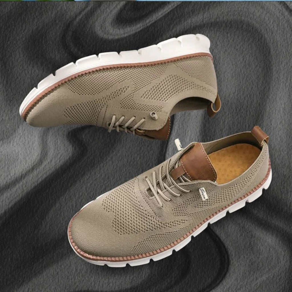Herren Strick-Sneaker mit Lederoptik-Ferse