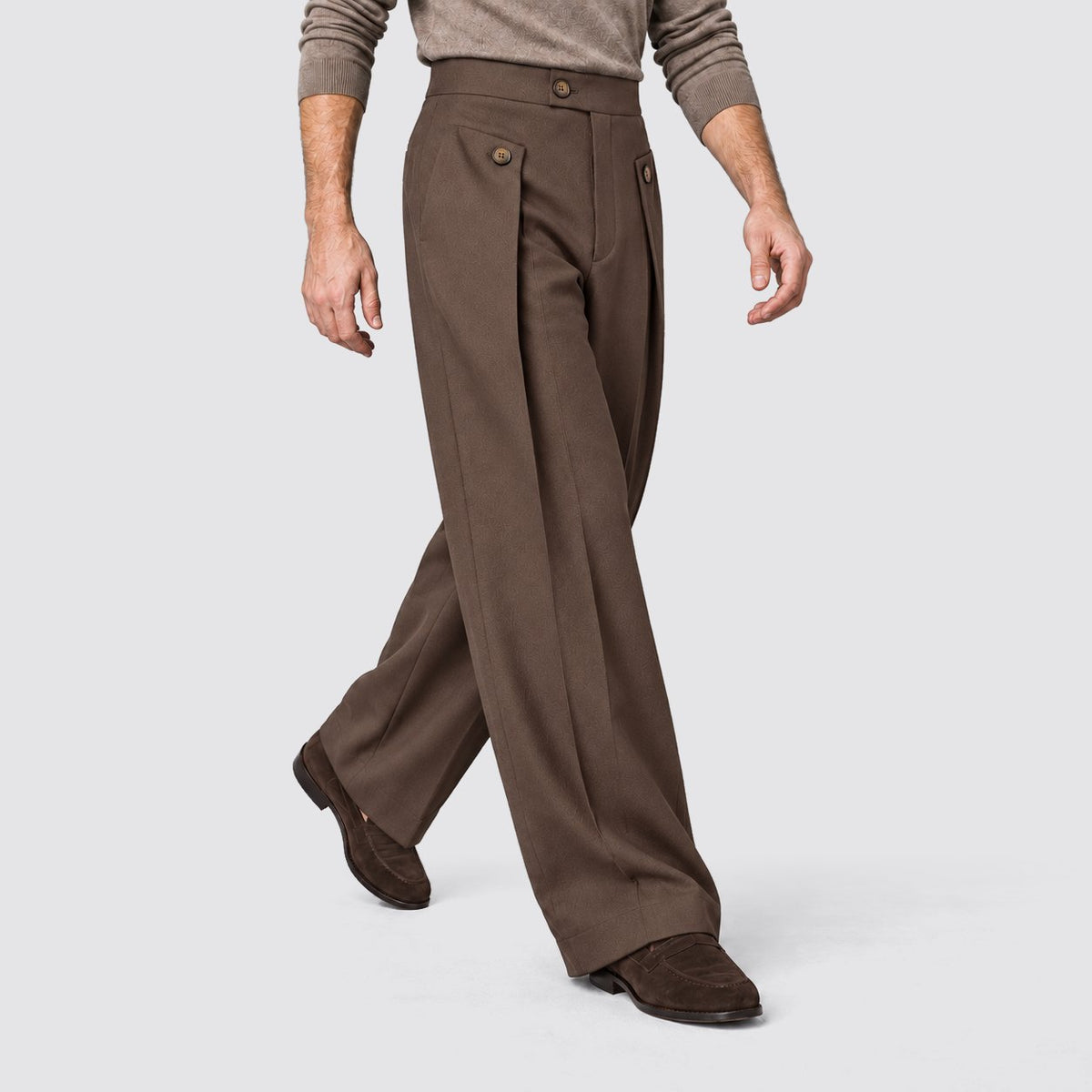 Herren Bundfaltenhose mit weitem Beinschnitt