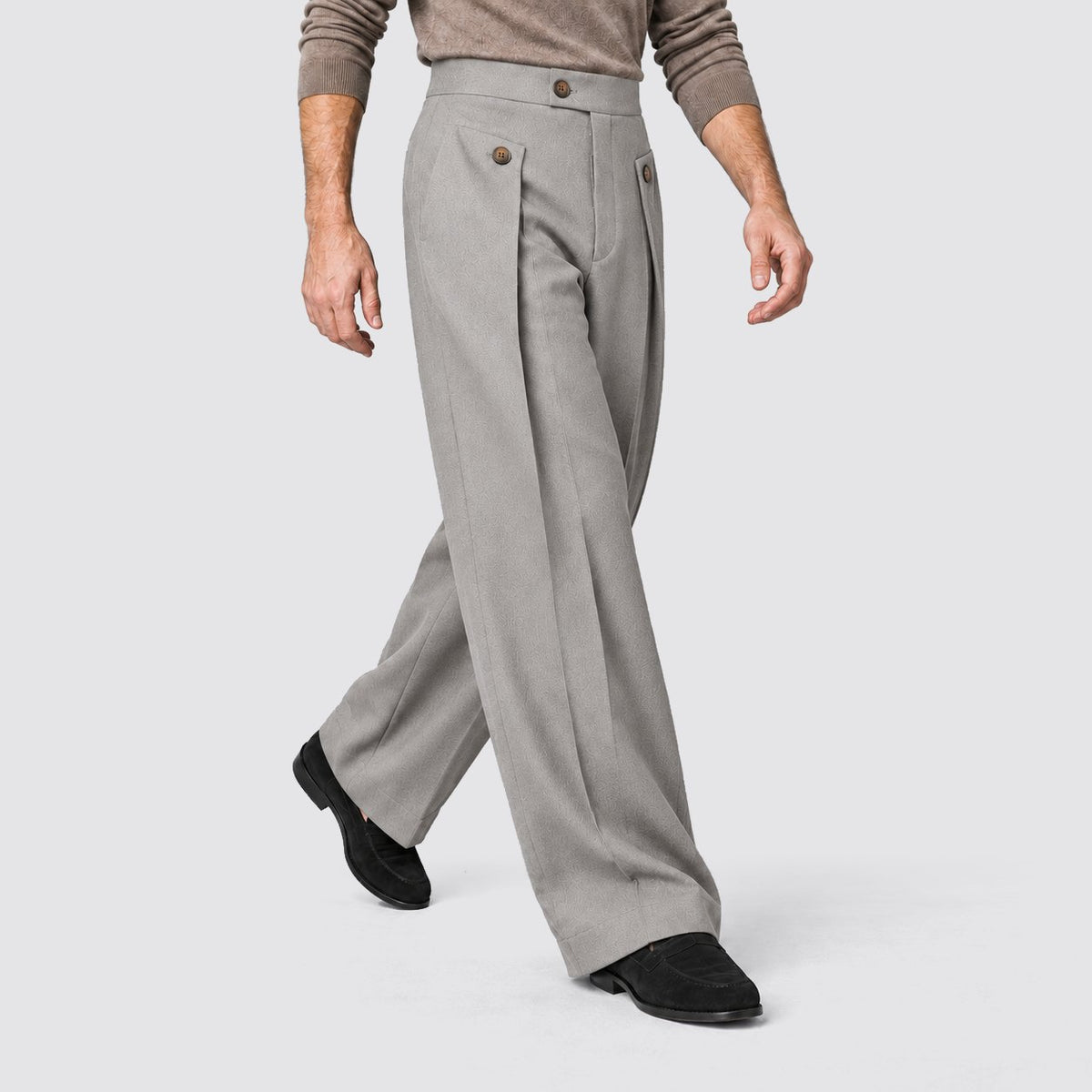 Herren Bundfaltenhose mit weitem Beinschnitt