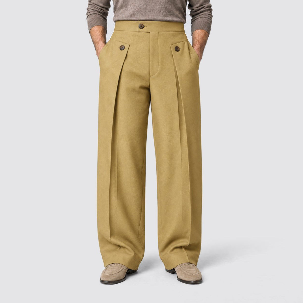 Herren Bundfaltenhose mit weitem Beinschnitt