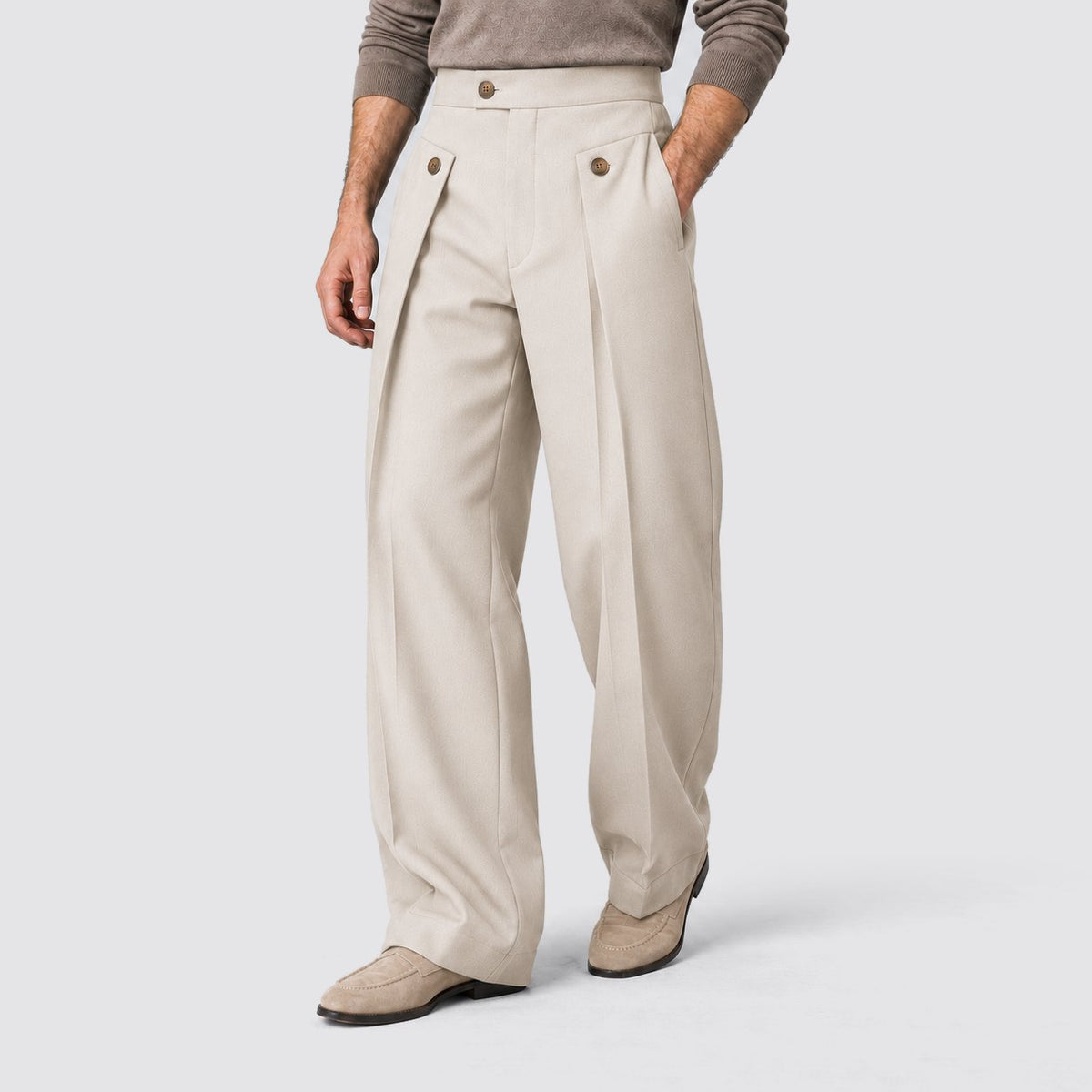 Herren Bundfaltenhose mit weitem Beinschnitt