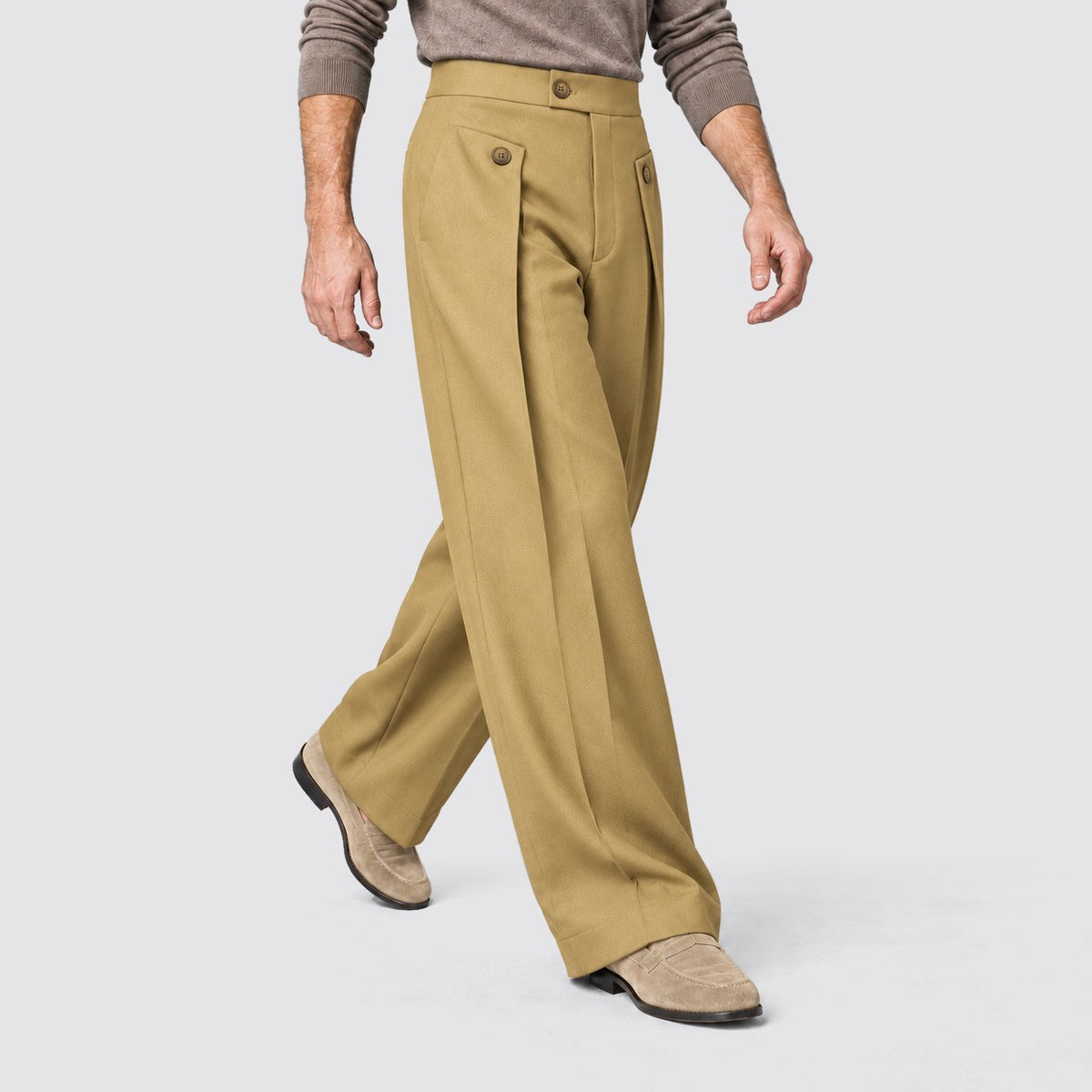 Herren Bundfaltenhose mit weitem Beinschnitt