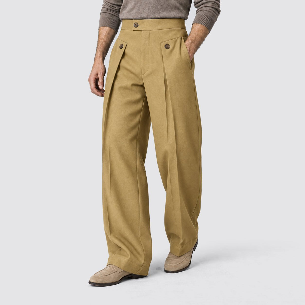 Herren Bundfaltenhose mit weitem Beinschnitt