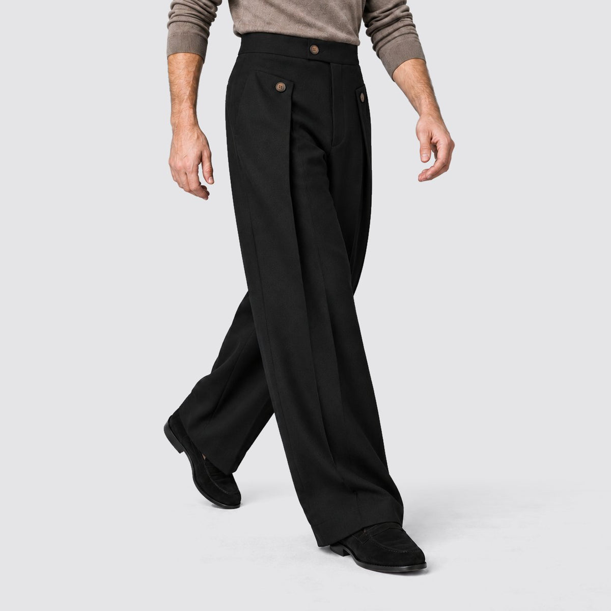 Herren Bundfaltenhose mit weitem Beinschnitt