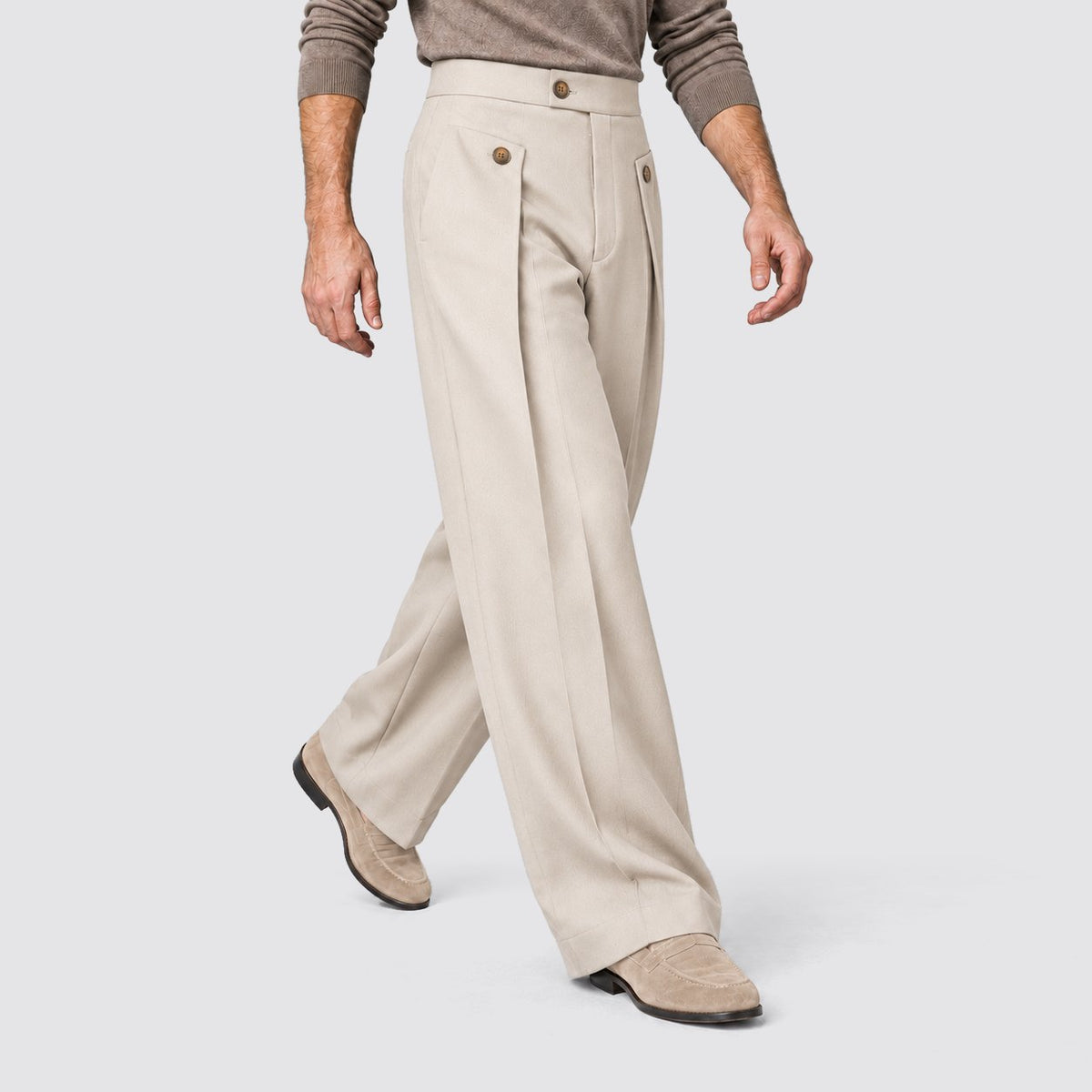 Herren Bundfaltenhose mit weitem Beinschnitt