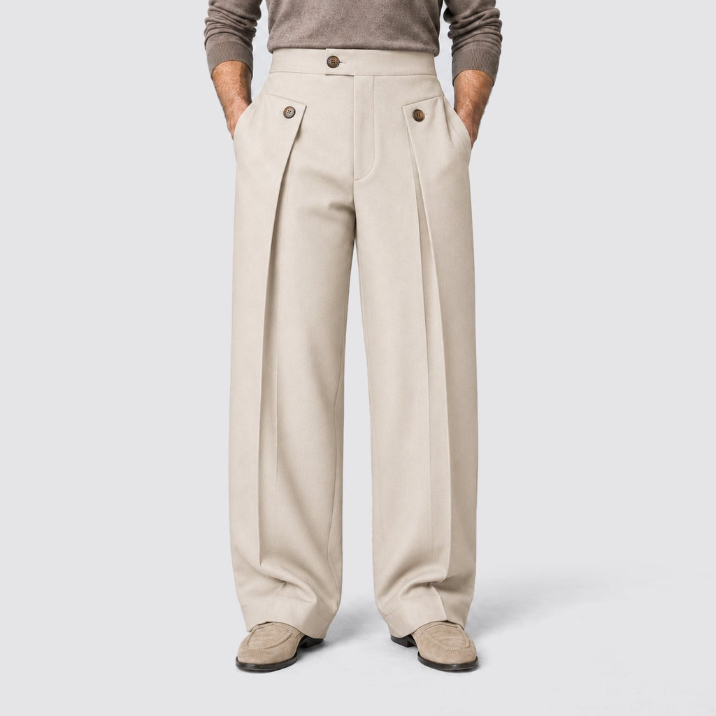 Herren Bundfaltenhose mit weitem Beinschnitt