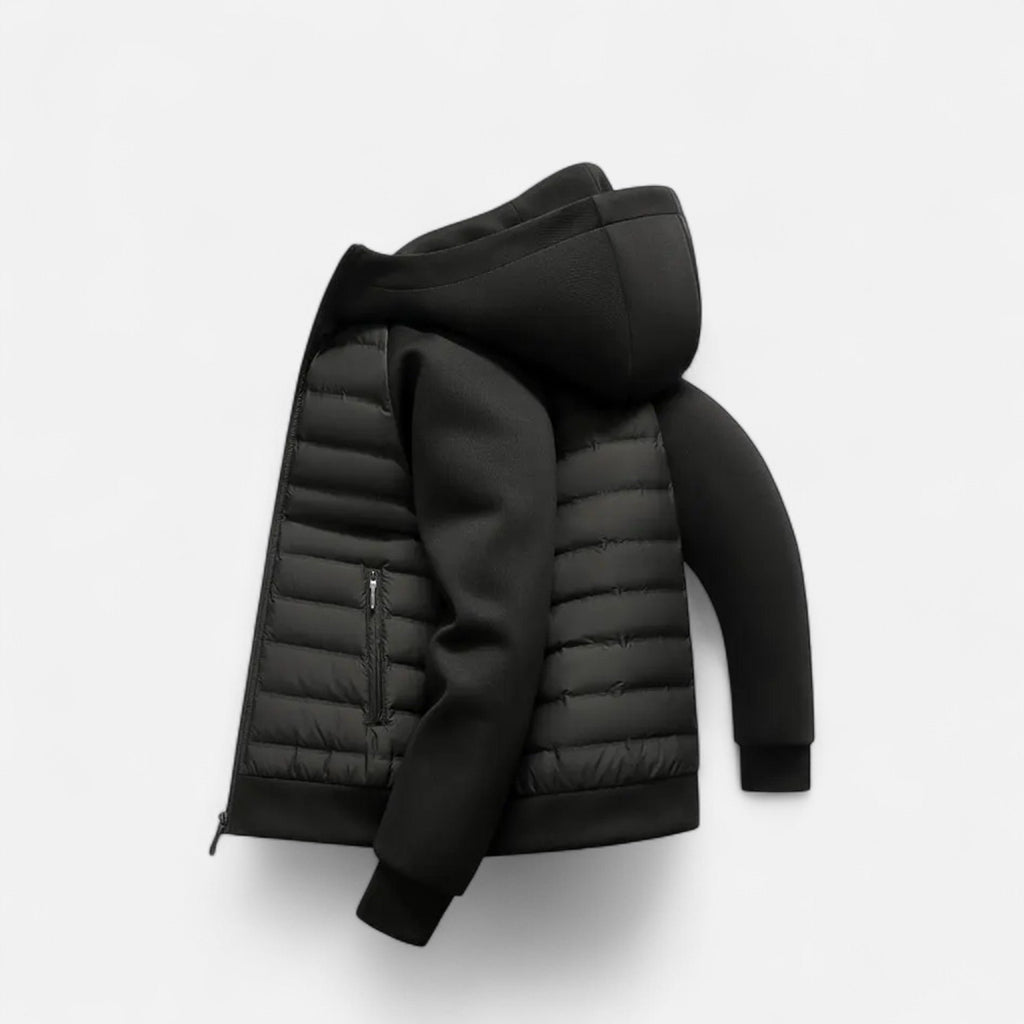 Herren Daunenjacke mit Kapuze und Sweat-Ärmeln