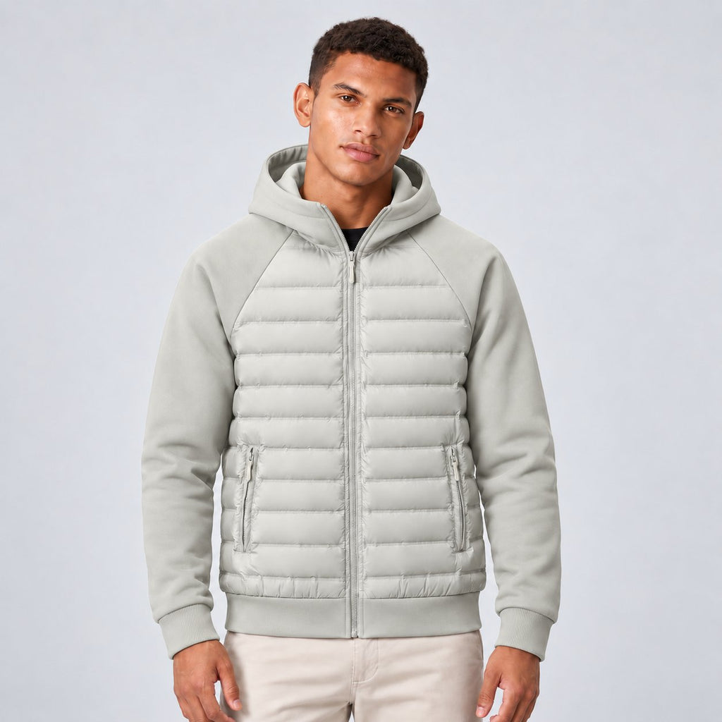 Herren Daunenjacke mit Kapuze und Sweat-Ärmeln