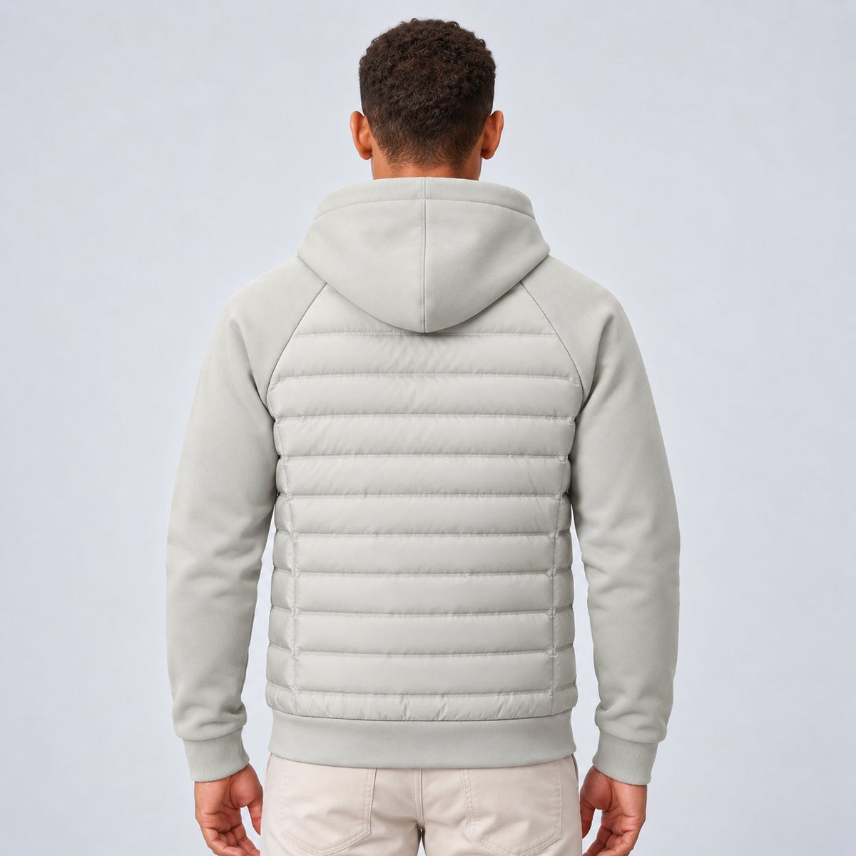 Herren Daunenjacke mit Kapuze und Sweat-Ärmeln